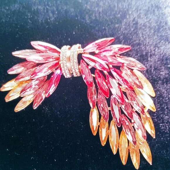 Fire Red Rhinestone Brooch - Picture 1 of 4